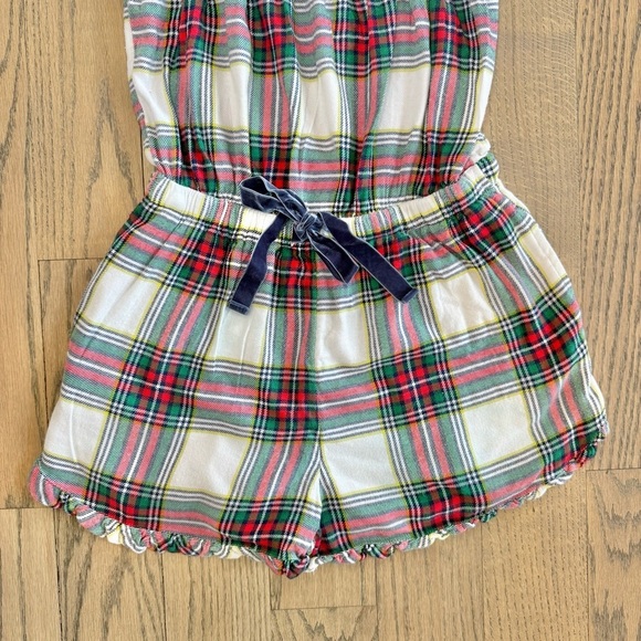 Aerie Women’s Plaid Red and Green Flannel Ruffled Pajama Romper Size Small - Picture 4 of 14